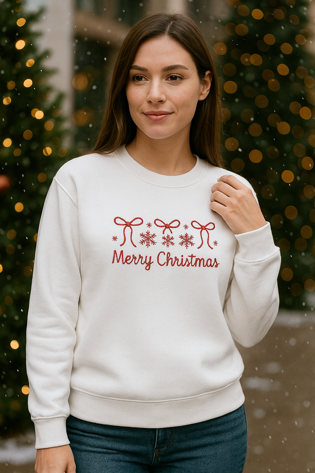 Merry Christmas Bow Warm Winter Sweatshirts, Best Christmas Gifts