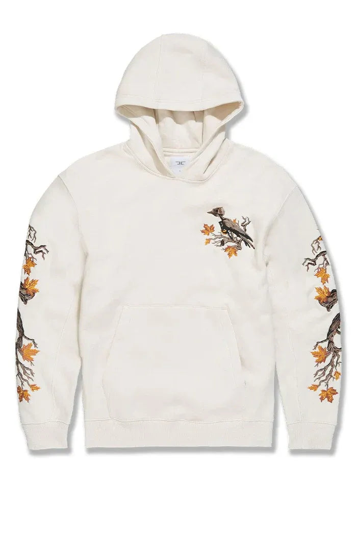 Cream Bird & Branch Embroidered Hoodie