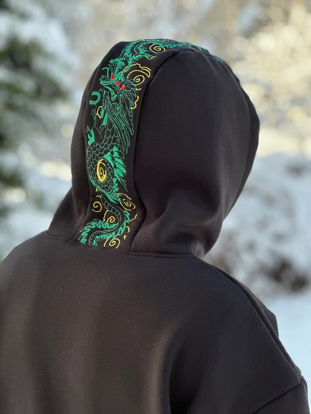 Black Dragon Embroidered Hoodie