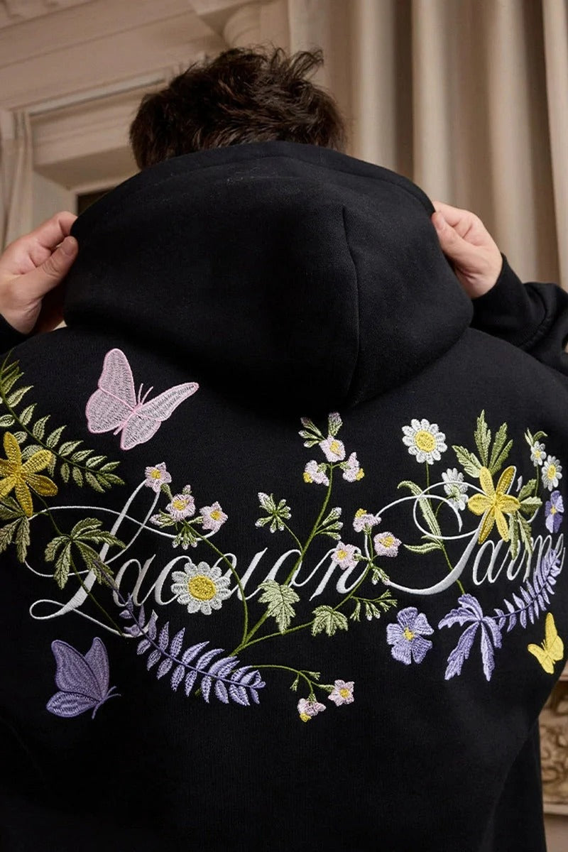 Floral Embroidered  Hoodie