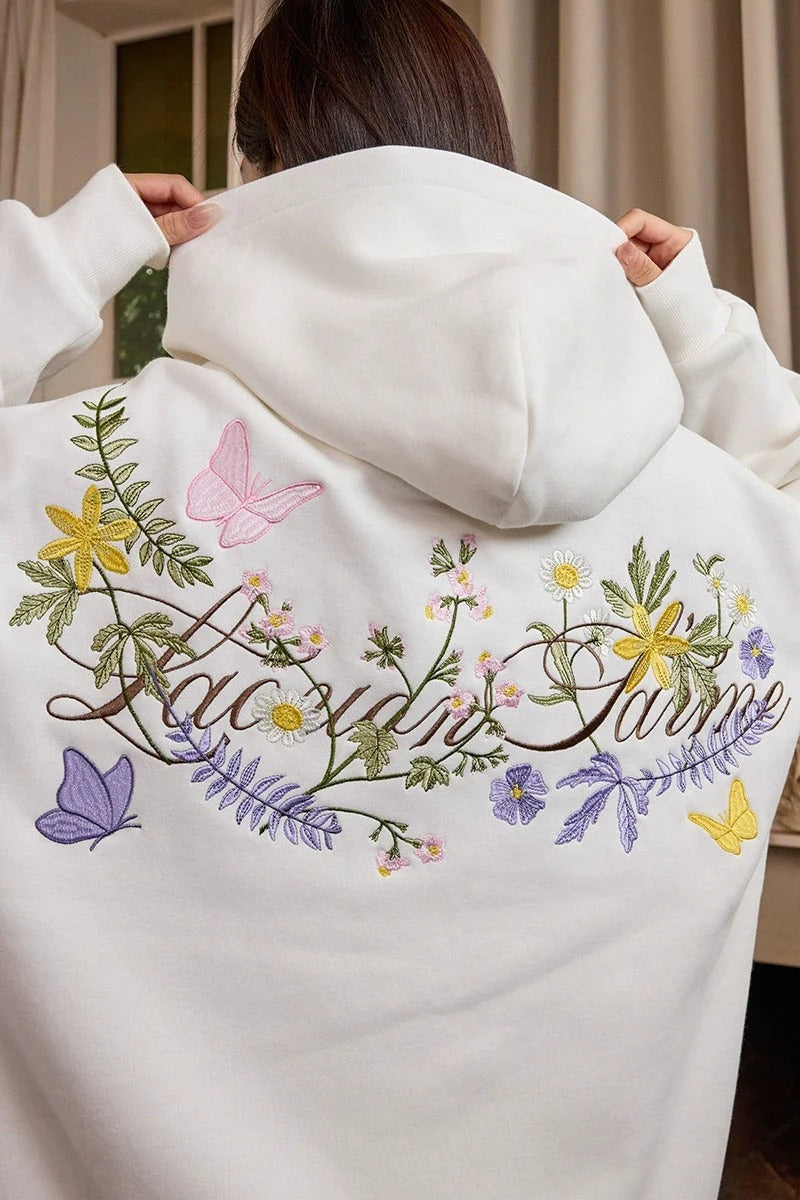Floral Embroidered  Hoodie