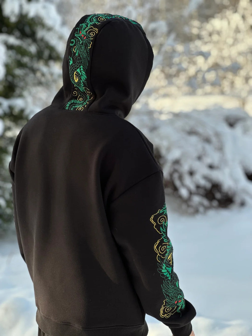 Black Dragon Embroidered Hoodie