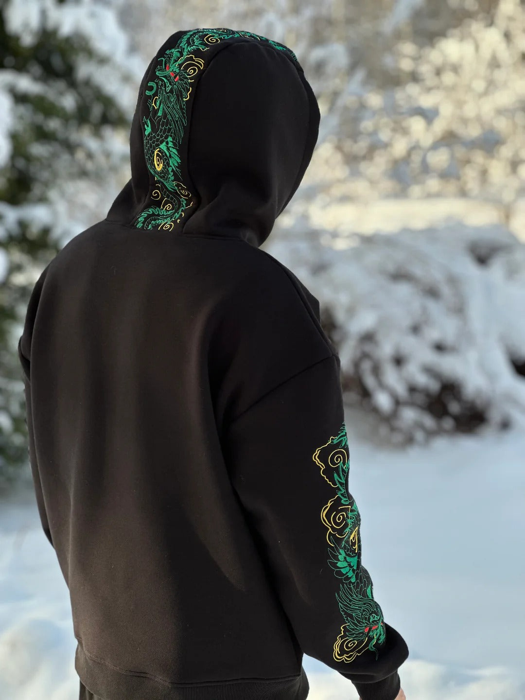 Black Dragon Embroidered Hoodie